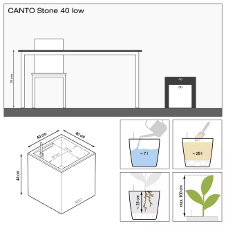Donica Lechuza Canto Stone 40 kostka grafitowy czarny - 6