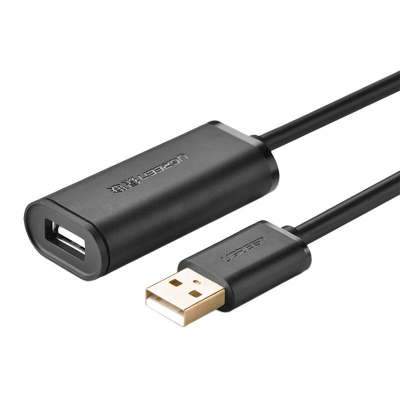Kabel UGREEN USB-A-USB-A 10m USB 2.0 aktywny (czarny)