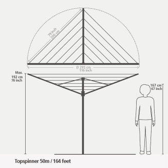 Obrotowa suszarka ogrodowa Brabantia Topspinner 50 m Anthracite - 3