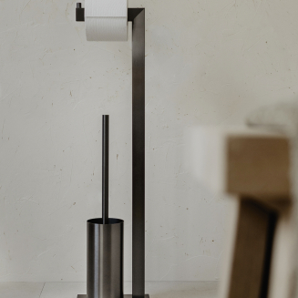  Zack Linea Graphite Toilet Paper and Brush Stand - 4