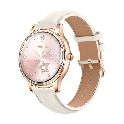 Smart Watch COLMI L28 (Złoty + złoty skórzany pasek)