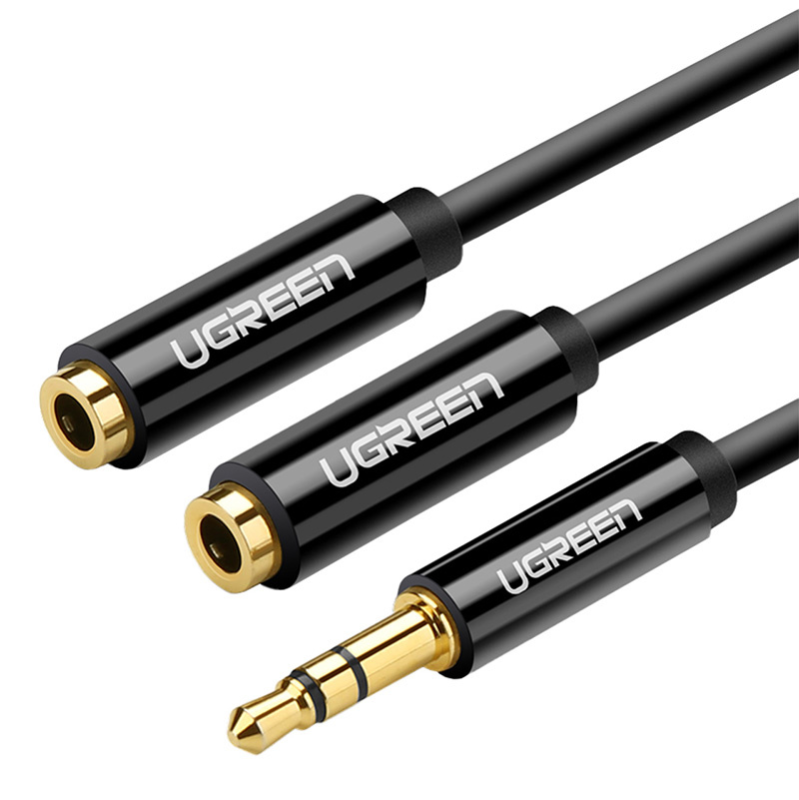  UGREEN AV123 jack 3.5mm-2x jack 3.5mm cable 25cm (black)