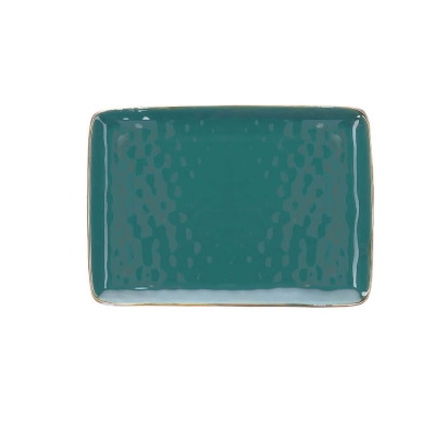  Rose&Tulipani | Set of 2 Concerto Ottanio rectangular plates - Blue-green, 27 x 19 cm