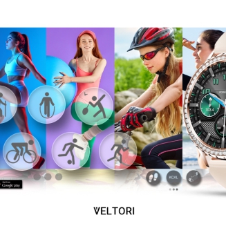 Smartwatch Damski VELTORI VT320-1 Złota Bransoleta + Różowy Pasek Silikonowy - 19