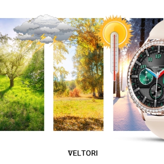Smartwatch Damski VELTORI VT320-1 Złota Bransoleta + Różowy Pasek Silikonowy - 23