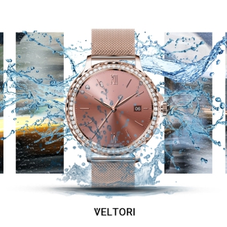 Smartwatch Damski VELTORI VT320-1 Złota Bransoleta + Różowy Pasek Silikonowy - 25