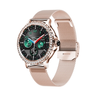 Smartwatch Damski VELTORI VT320-1 Złota Bransoleta + Różowy Pasek Silikonowy - 2