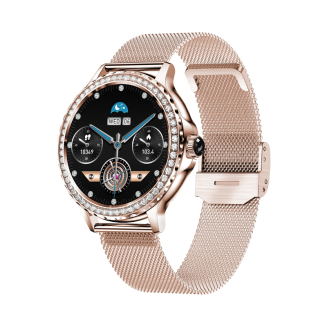 Smartwatch Damski VELTORI VT320-1 Złota Bransoleta + Różowy Pasek Silikonowy - 3