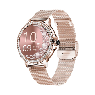 Smartwatch Damski VELTORI VT320-1 Złota Bransoleta + Różowy Pasek Silikonowy - 4