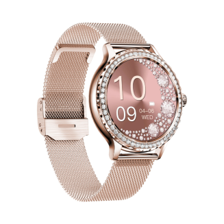 Smartwatch Damski VELTORI VT320-1 Złota Bransoleta + Różowy Pasek Silikonowy - 6
