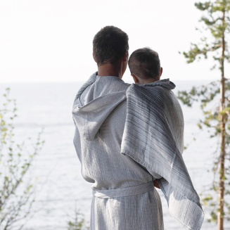 Szlafrok Lapuan Kankurit Terva z kapturem white-grey L - 7