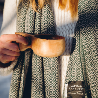 Szal z wełny merino Lapuan Kankurit Koli beige-olive 60x220 cm - 5