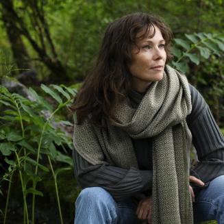 Szal z wełny merino Lapuan Kankurit Koli beige-olive 60x220 cm - 3