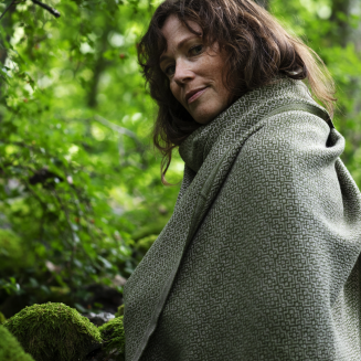 Szal z wełny merino Lapuan Kankurit Koli beige-olive 60x220 cm - 4