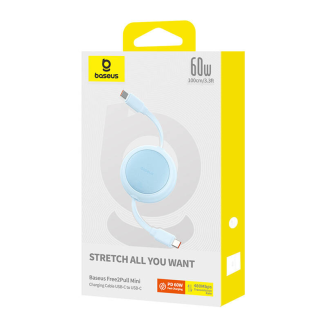 Kabel USB Baseus Free2Pull Mini USB-C do USB-C 60W, 1m (niebieski) - 6