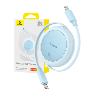 Kabel USB Baseus Free2Pull Mini USB-C do USB-C 60W, 1m (niebieski) - 9
