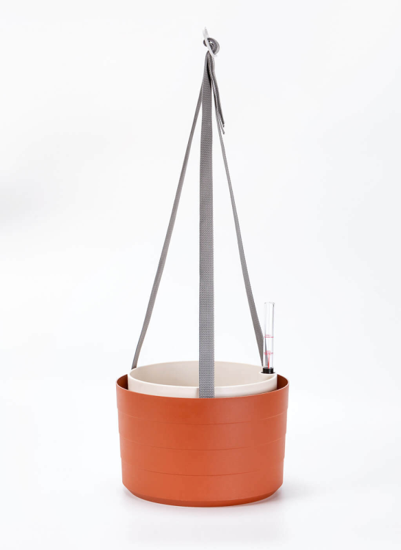 PLASTIA BERBERIS Wisząca donica samonawadniająca okrągła 30 cm cynamonowy