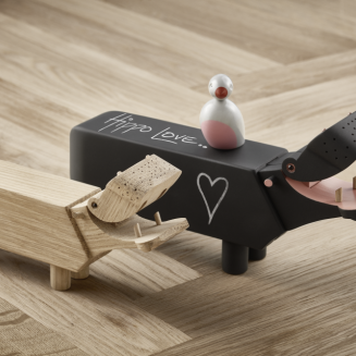 Figurka drewniana Kay Bojesen Hippo dąb 21 cm - 5