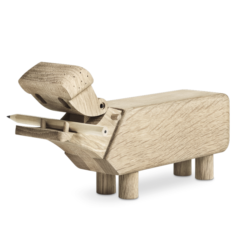 Figurka drewniana Kay Bojesen Hippo dąb 21 cm