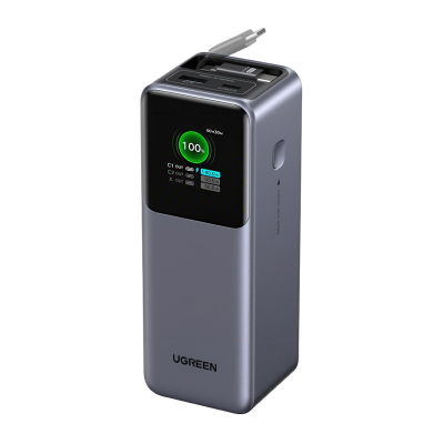  Powerbank 20000mAh Ugreen PB726 USB + USB-C, 165W, built-in cable, CCC certified (gray)