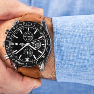 Zegarek Męski Giewont Chronograph Sapphire Brązowo Czarny GW8720-A1 - 4