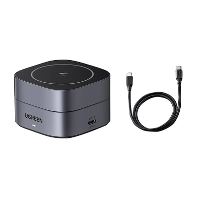  UGREEN W256 20W Qi 2in1 inductive charger + USB-C-USB-C cable 1m (black)