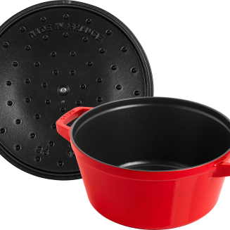  Set of 2 Staub cast iron cookware with lid - 24 cm, Red - 8
