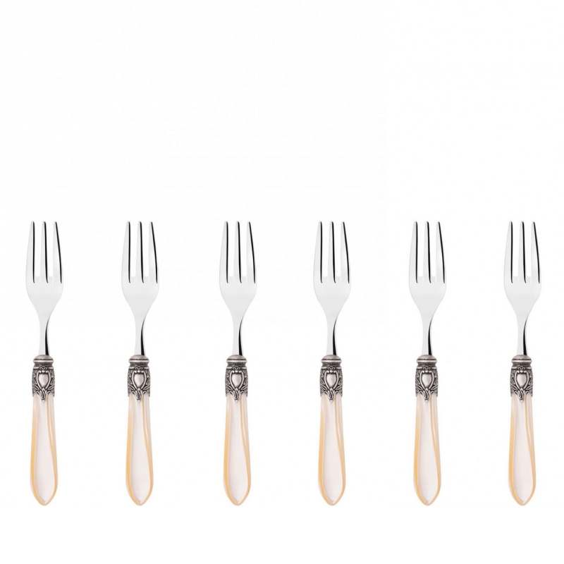 Zestaw 6 widelczyków Casa Bugatti Oxford Ivory/Old Silver