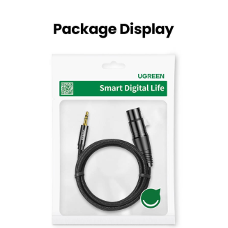 UGREEN AV182 Kabel XLR żeński do jack 3.5 męski - 2m (czarny) - 2
