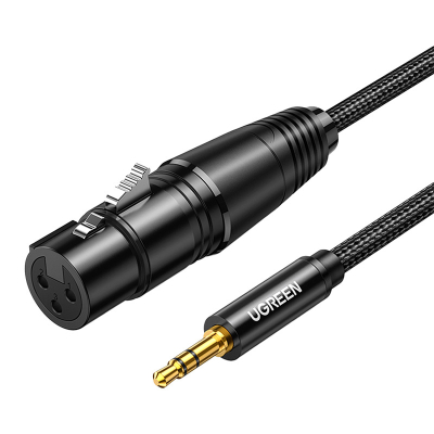 UGREEN AV182 Kabel XLR żeński do jack 3.5 męski - 2m (czarny)