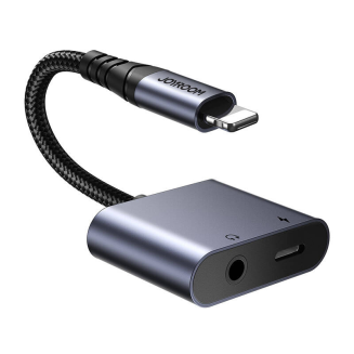 Adapter audio 2w1 Joyroom SY-L01 lightning do 3.5mm + lightning (czarny) - 2