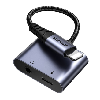 Adapter audio 2w1 Joyroom SY-L01 lightning do 3.5mm + lightning (czarny) - 2