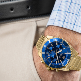 Zegarek Męski Giewont Chronograph Sapphire Złoto Niebieski GW3970-B6 - 3