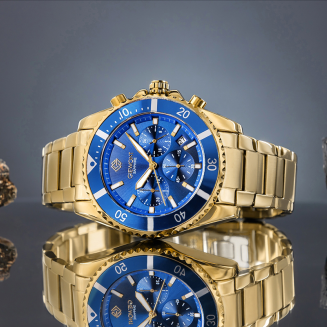 Zegarek Męski Giewont Chronograph Sapphire Złoto Niebieski GW3970-B6 - 5