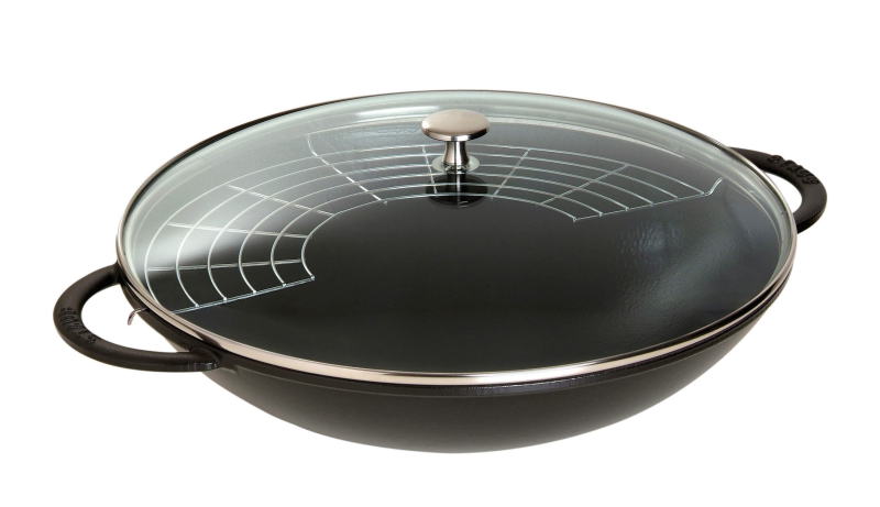 Wok żeliwny z pokrywką Staub - Czarny, 37 cm | JESIENNA PROMOCJA