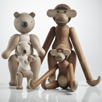 Figurka drewniana Kay Bojesen Małpka teak i dąb medium  - 5