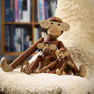 Figurka drewniana Kay Bojesen Małpka teak i dąb medium  - 6