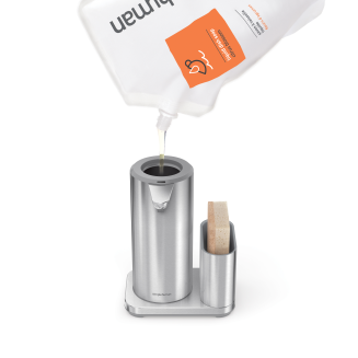 Dozownik bezdotykowy z akumulatorem i pojemnikiem na akcesoria Simplehuman stal matowa - 7