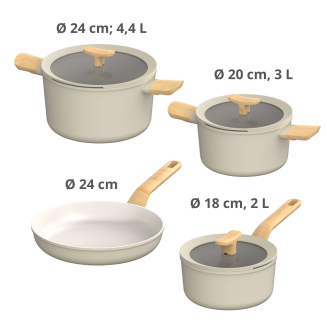 Zestaw garnków BergHOFF Balance 7 częściowy kremowy - 2