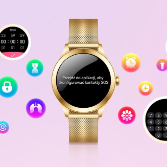 Smartwatch Gravity Różowo Złoty 2 Paski GT25-1 PRO - 16
