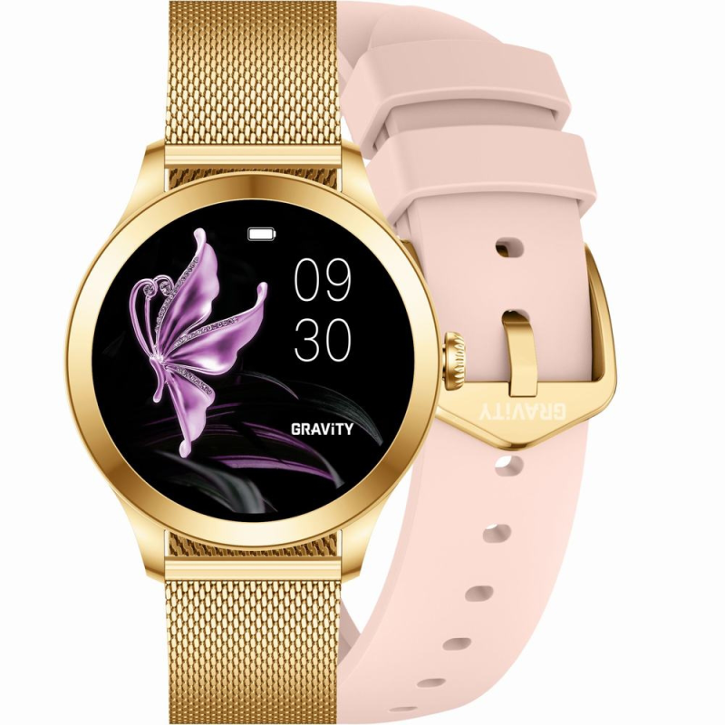 Smartwatch Gravity Różowo Złoty 2 Paski GT25-1 PRO
