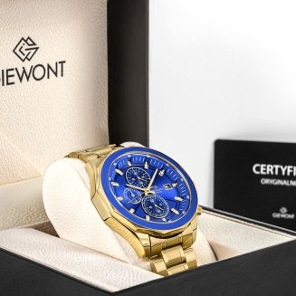 Zegarek Męski Giewont Chronograph Sapphire Złoto Niebieski GW7290-B6 - 7