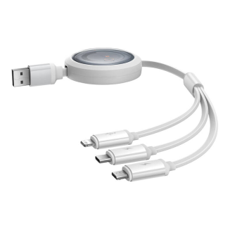 Kabel BASEUS Free2Draw USB-A-microUSB/Lightning/USB-C 1.1m (biały) - 2