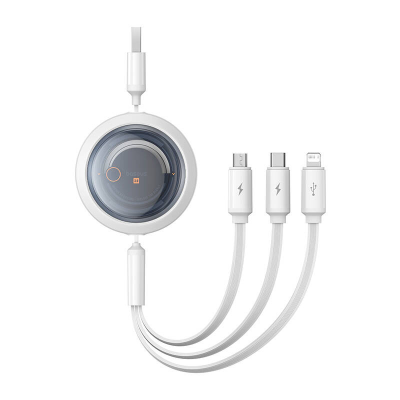 Kabel BASEUS Free2Draw USB-A-microUSB/Lightning/USB-C 1.1m (biały)