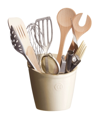  Emile Henry container for kitchen utensils, cream