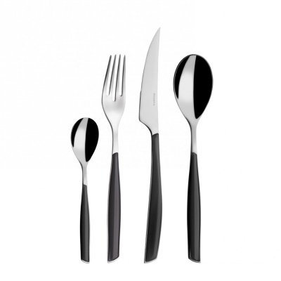 Zestaw sztućców obiadowych Casa Bugatti Glamour Smoked Black 24 szt.