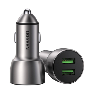 Ładowarka samochodowa UGREEN CD213 36W QC 3.0 2x USB (szara) - 2