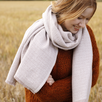  Merino wool scarf Lapuan Kankurit Koli beige-white 60x220 cm - 3