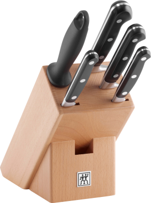 Zestaw 4 noży + ostrzałka w bloku Zwilling Professional S
