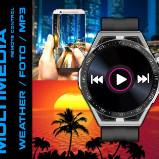 Smartwatch  Rubicon RNCE88-1 Czarny- Czarny Pasek Silikonowy + Czarny Pasek Skórzany - 14